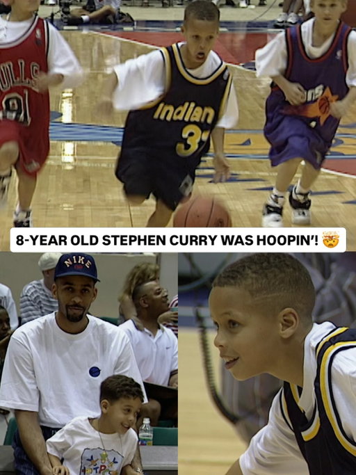 Baby-faced Steph ❤️ Adult-sized Reggie jersey 🥹 @stephencurry30 has been getting buckets since 8 years old... he’s still doing it at 38. Happy Birthday, Steph! #NBABDAY