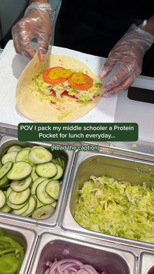 Here’s why I pack my middle schooler a Protein Pocket from Subway for lunch everyday…
1. It’s actually cheaper than school lunch! (Only $3.99)
2. There’s at least 21 grams of protein in each pocket!
3. Each pocket has fresh veggies in it that he will actually eat.
4. There are four types of protein pockets, so he never gets bored, and I just keep them on rotation.
5. He absolutely loves them and thinks I’m the best mom ever for it 😇

At participating U.S. restaurants. Prices higher in AK & HI. Check your app for pricing and participating stores. Add-ons addt’l. Addt'l fees apply on delivery orders. Plus tax. Cannot combine with other offers. Limited time.