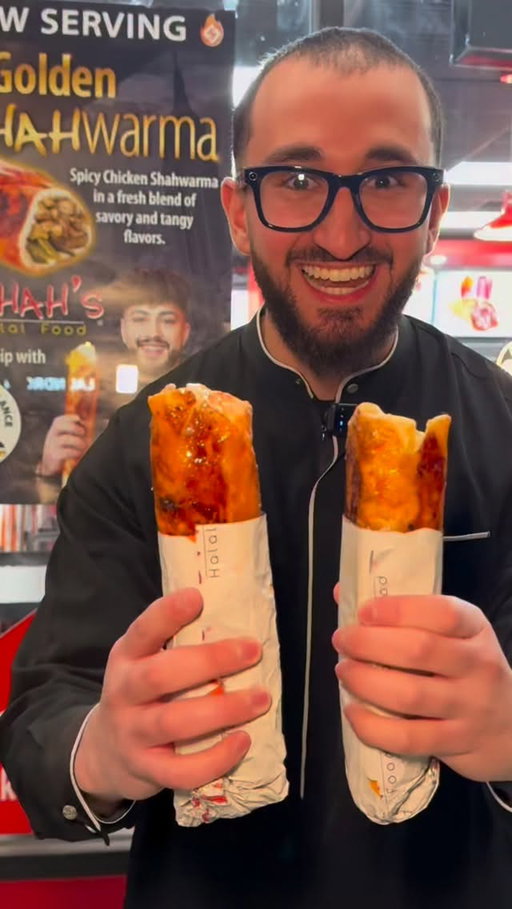 The golden balance spicy shawarma 👀🔥 . It just landed at Shah’s halal food 🚨🚨. Go check out the video⬇️⬇️ @thegoldenbalance #viral #spicy #shawarma #trending