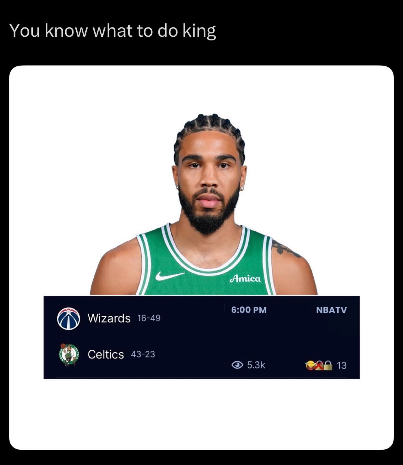 Jayson Tatum dropping 84 tonight 😭