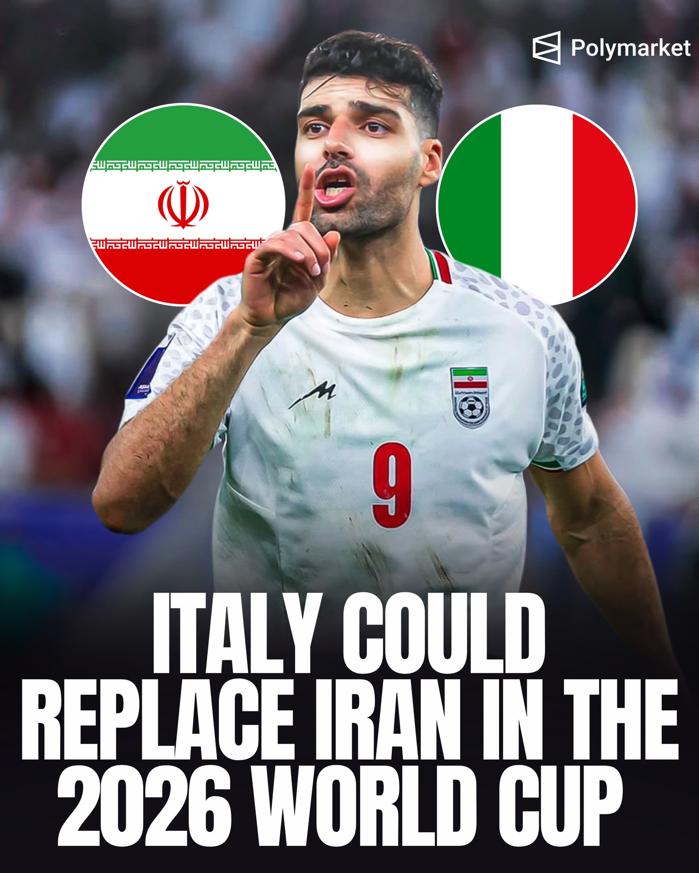 🚨💣 𝐄𝐗𝐂𝐋𝐔𝐒𝐈𝐕𝐄: Italy are set to step in and replace IRAN who are officially OUT of the 2026 World Cup. 🇮🇹🏆

Italy could 𝐁𝐘𝐏𝐀𝐒𝐒 the playoffs completely and qualify directly by taking Iran’s spot.

𝐓𝐡𝐞 𝐫𝐞𝐚𝐬𝐨𝐧?

Italy are currently the highest-ranked team in the FIFA rankings among all nations that failed to qualify for the tournament.