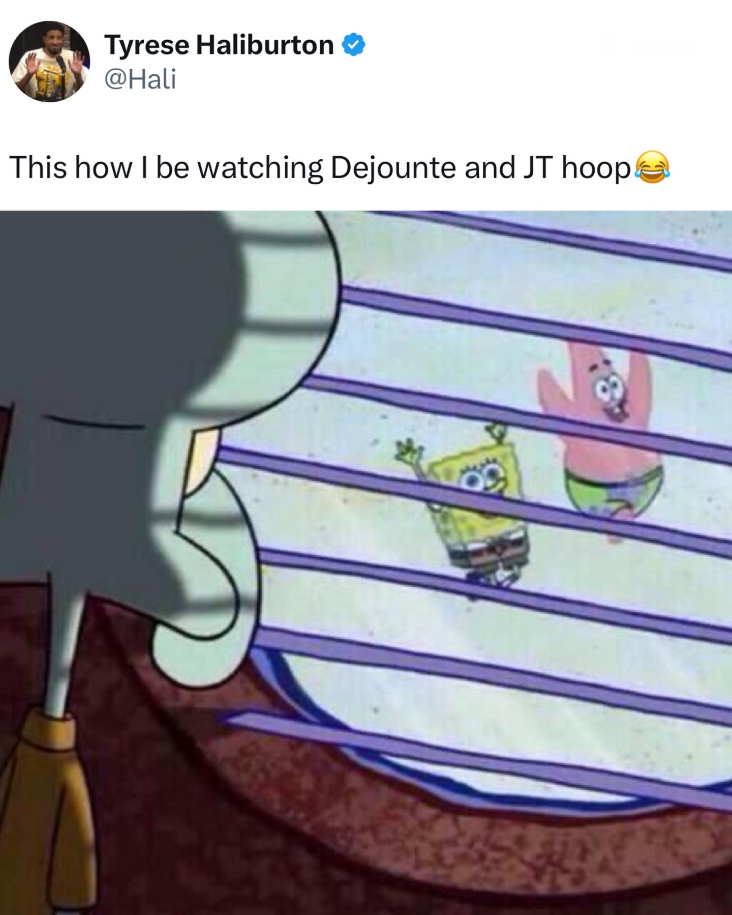 Tyrese Haliburton is feeling left out watching JT & Murray’s return to the court after their achilles tear. The league can’t wait to have you back Hali 🔥
