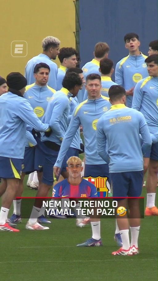 NÃO DEIXAM O MENINO EM PAZ! 😂😂 O treino do Barcelona nem tinha começado direito e Raphinha e Lewandowski já foram provocar Lamine Yamal!

#LALIGANaESPN #Barcelona #Raphinha #Yamal