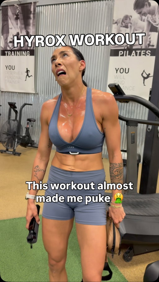 Usually when we train together we lift heavy weights… NOT TODAY I somehow convinced @danalinnbailey to join in on my Hyrox workout and it was GROSS! 

Workout 👇🏽 
Part 1]
X4 1000m Run with 60 second rest between each 

REST 2 MINUTES 

Part 2] 20 min EMOM (10 sets)
Min 1- 10 cal assault bike (<20 sec 🤮) 
Min 2- 10 burpee plate hops (45lbs) 

REST 2 MINUTES 

Part 3] 100 Wall Balls for time 🤝 

Get yourself a bestie you can do BOTH with (haha) train + party (and laugh so hard you pee a little) 

Love you sister 🤍🪩🪄

#HyroxWorkout #Fitspo