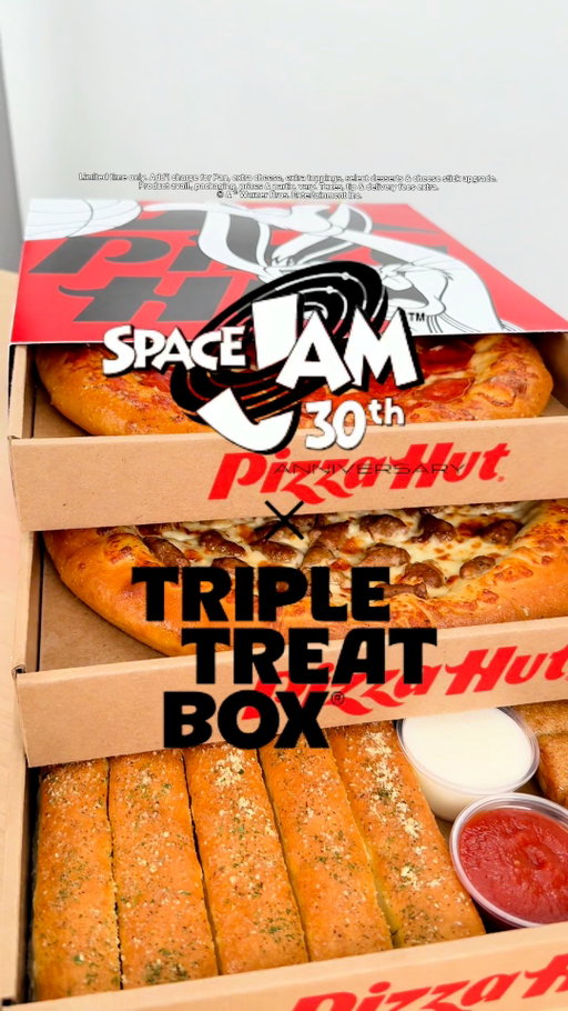 30 years ago, the Tune Squad saved the game. Now, they’re saving dinner. 🏀🍕

Introducing the limited-edition Space Jam™ Triple Treat Box®, celebrating the anniversary of Space Jam™. Three tiers. One legendary collab.
