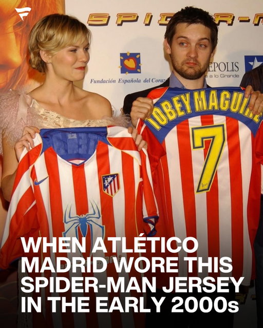 One of the most unexpected crossovers in football history 👀

When Spider-Man and Spider-Man 2 were hitting theaters in the early-to-mid 2000s, Atlético Madrid helped promote the movies by wearing Spider-Man themed jerseys.

At the time, the club had a unique deal with Columbia Pictures, who were using football as a way to advertise their films. Instead of a traditional sponsor, Atlético’s shirts would promote whatever movie the studio was releasing.