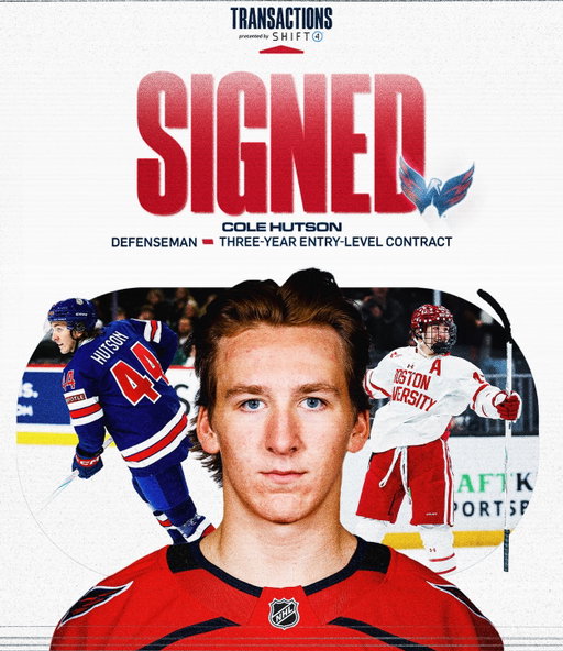 Hut-Hut-HutSIGNED

The Washington Capitals have signed defenseman Cole Hutson to a three-year entry-level contract beginning this season. Hutson’s contract will carry an average annual value of $975,000.