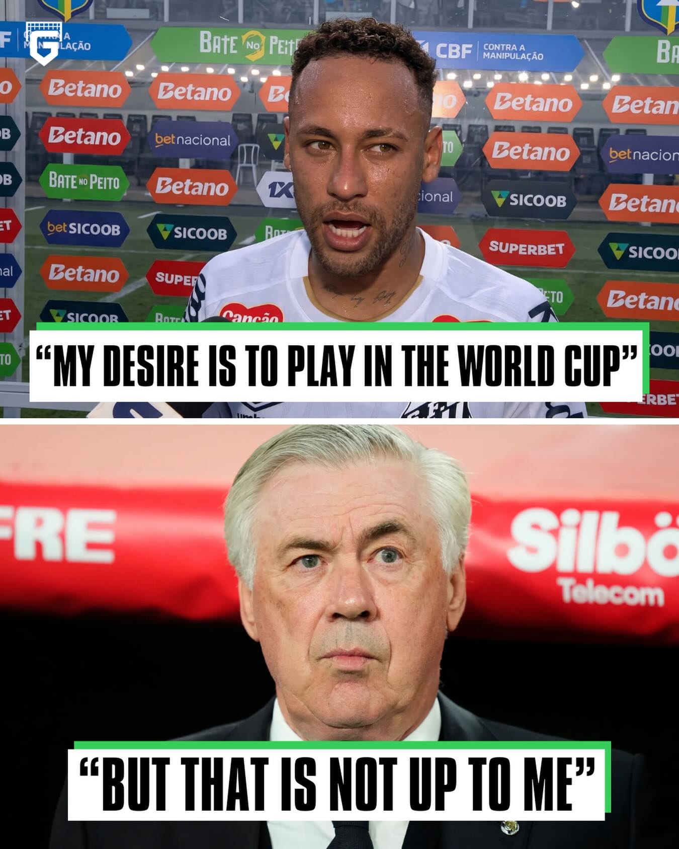 Neymar after Santos’ draw today against Corinthians: 

🗣: “Obviously, my desire is to return to the National Team, to play in a World Cup, but that is not up to me. 🤷

It is up to the coaching staff to choose, and obviously, whether I am there or not, I will always support the National Team.” 💚

Neymar assisted on Santos only goal today as well 🎯