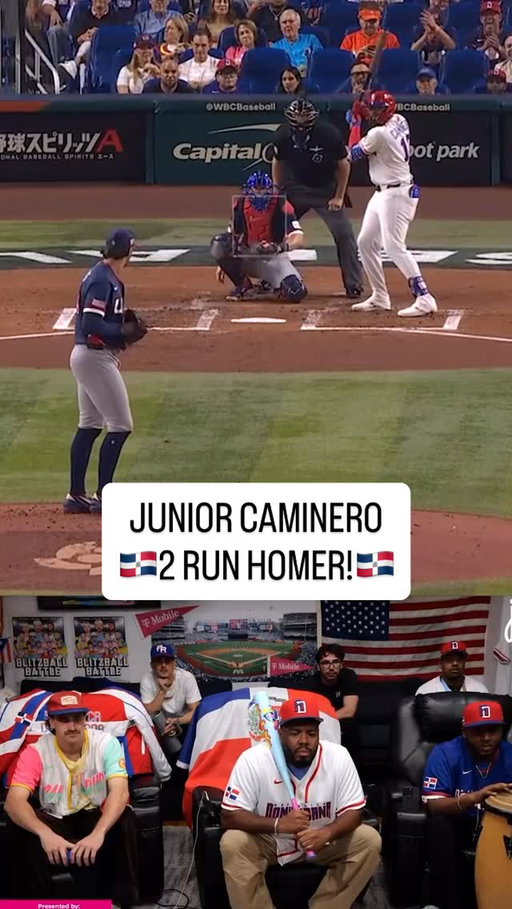 JUNIOR CAMINERO WITH A MOONSHOT OFF OF PAUL SKENES Y AHORAAAA #dominican #usa #worldbaseballclassic