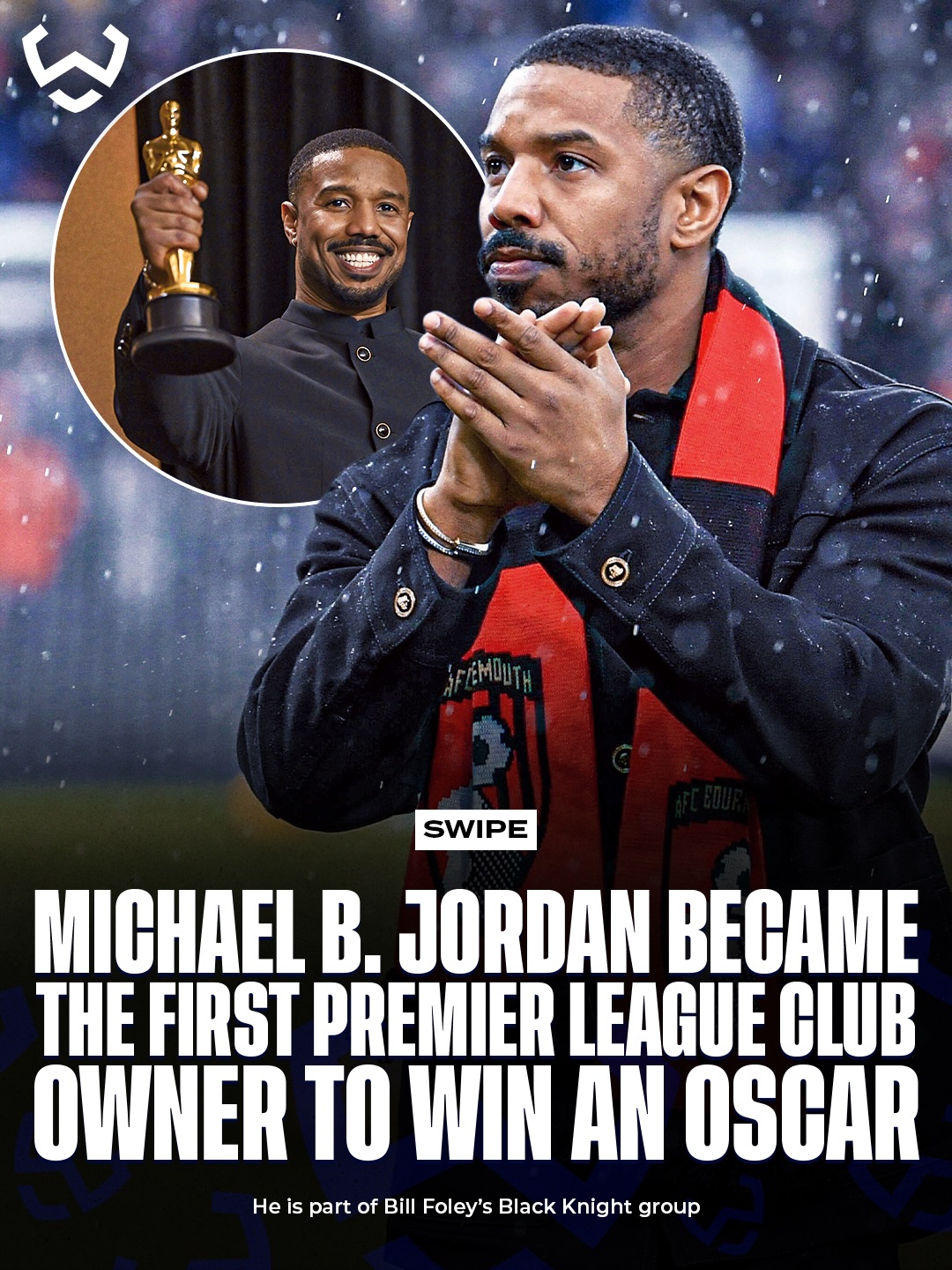 Michael B. Jordan has made history as the first Premier League club owner to win an Academy Awards (Oscars). 🎬🏆

The Hollywood star is part of the ownership group at AFC Bournemouth through the Black Knight Football Club consortium.