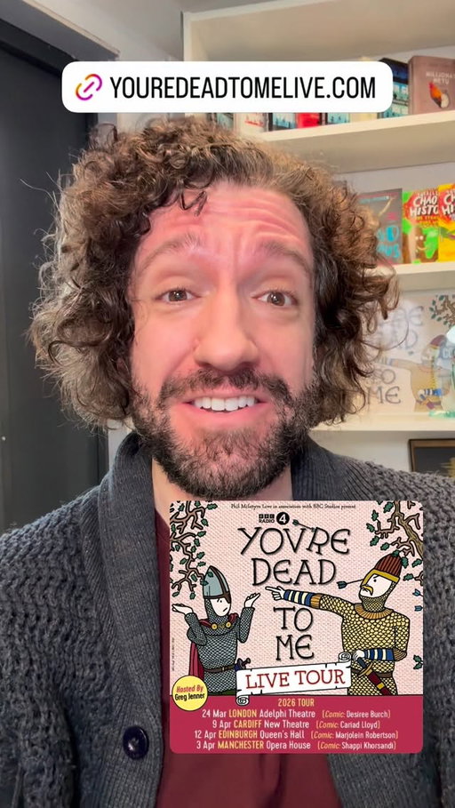 YOU’RE DEAD TO ME is the hit history and comedy podcast from @bbcradio4 and we’re going on tour soon! It’s going to be hilarious fun, and these shows won’t be broadcast as podcasts, so make sure you’re there to catch them live!

March 24th - London Adelphi Theatre with @destheray 

Cardiff 9th April - New Theatre with @cariadlloyd 

Edinburgh 12th April - Queen’s Hall with @marjoleinrobertson 

Manchester 13th April - Opera House with @shappikhorsandi