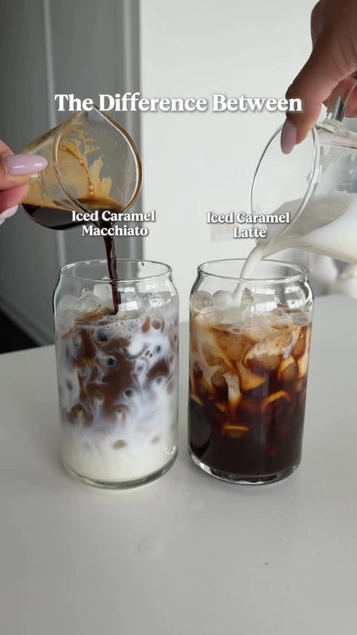 Iced Caramel Macchiato vs. Iced Caramel Latte 

Really, the only difference is the vanilla syrup vs. caramel syrup and the order it’s prepared in, but both super yum! 

Which would you pick? 

#yescoffeenodecaf #thedifferencebetween #caramelmacchiato #caramellatte #coffeehacks