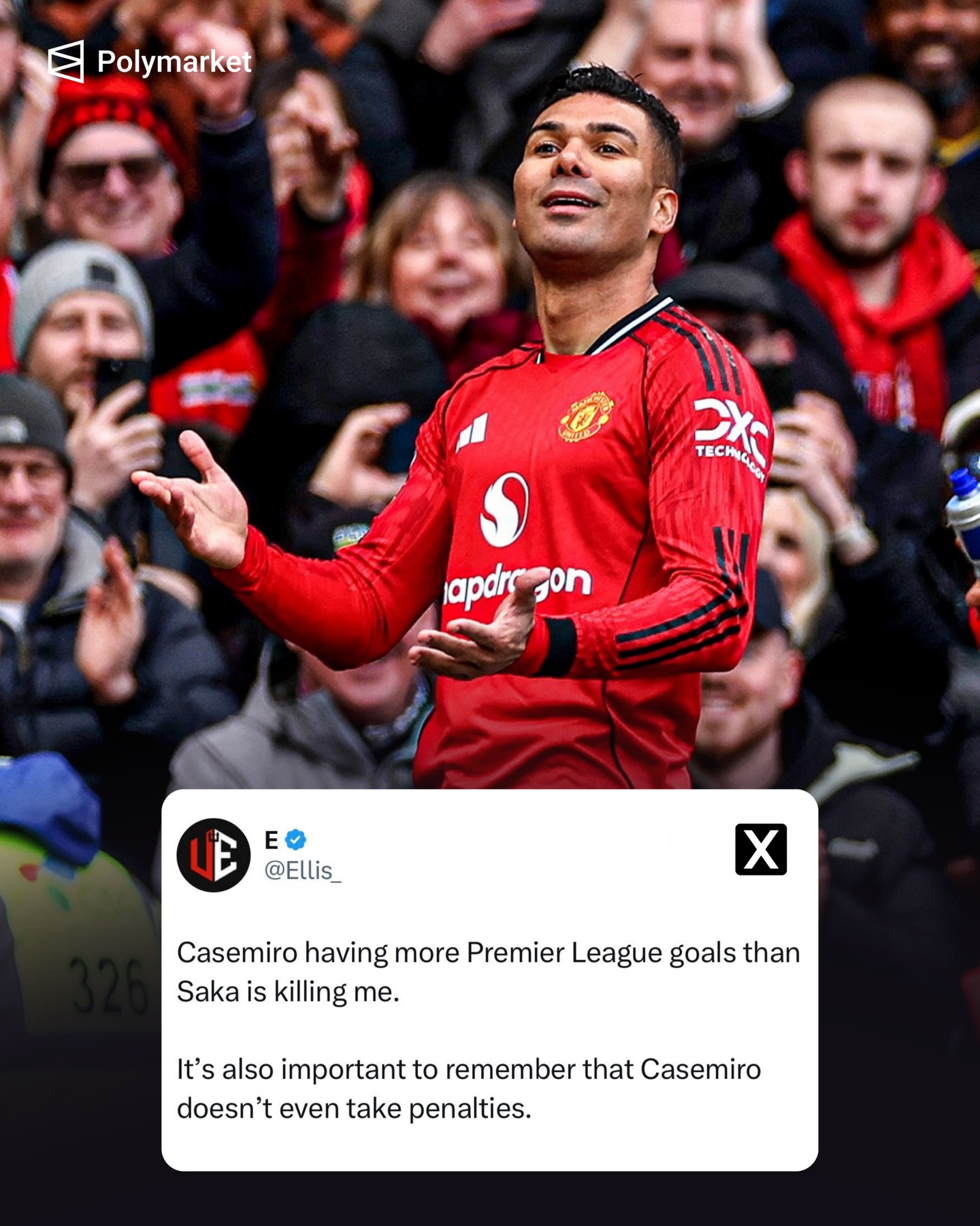 CASEMIRO HAS MORE PREMIER LEAGUE GOALS THAN SAKA AND SALAH THIS SEASON?? 😱⚽️

We need to start a dialogue man 👀