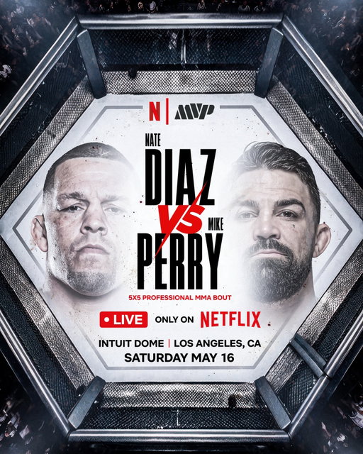 BREAKING: Nate Diaz vs. Mike Perry has officially been added to the first-ever, triple-headliner MMA event on Netflix!

They’ll join the Ronda Rousey vs. Gina Carano card on May 16, which will also feature a showdown between Francis Ngannou and Philipe Lins.

#RouseyCarano
Saturday, May 16
LIVE only on Netflix