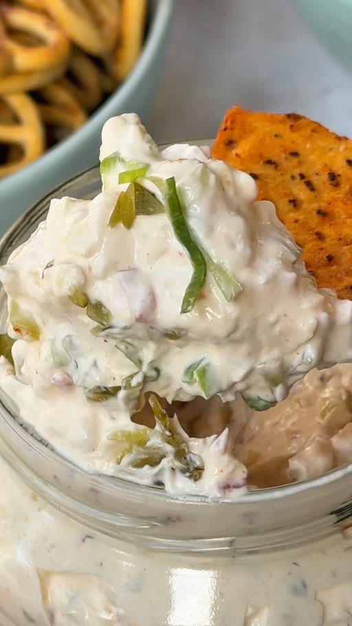 Have you seen the VIRAL pickle dip yet?! 🥒 It's tangy, salty, creamy and savoury - everything you could possibly want from a DIP!

We've recreated it using our Pickled Gherkins, Buffalo Sauce and ready made crispy bacon, simply chuck everything into a mixing bowl and stir together. Pop into a serving bowl and serve immediately with PLENTY of tortilla chips and pretzels! 👀

Recipe: serves 6 

300ml pack Crème Fraîche
100g Reduced Fat Cream Cheese
60g British Mature Cheddar Cheese, grated
6 Cooked Unsmoked Bacon Rashers, finely chopped
6 Pickled Gherkins, finely chopped 
4 Spring Onions, finely chopped 
2-4 tsp Buffalo Sauce (depending on heat) 
1 tbsp pickle juice (from the gherkins)

Head to your local M&S Foodhall NOW to grab the ingredients!