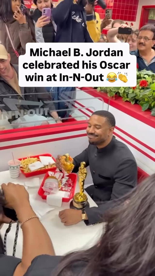 That post-Best-Actor-win In-N-Out burger hits different. 🔥😎🍔🏆 #food #foodie #losangeles #acadamyawards #michaeljordan (🎥 via @donovanfilms)