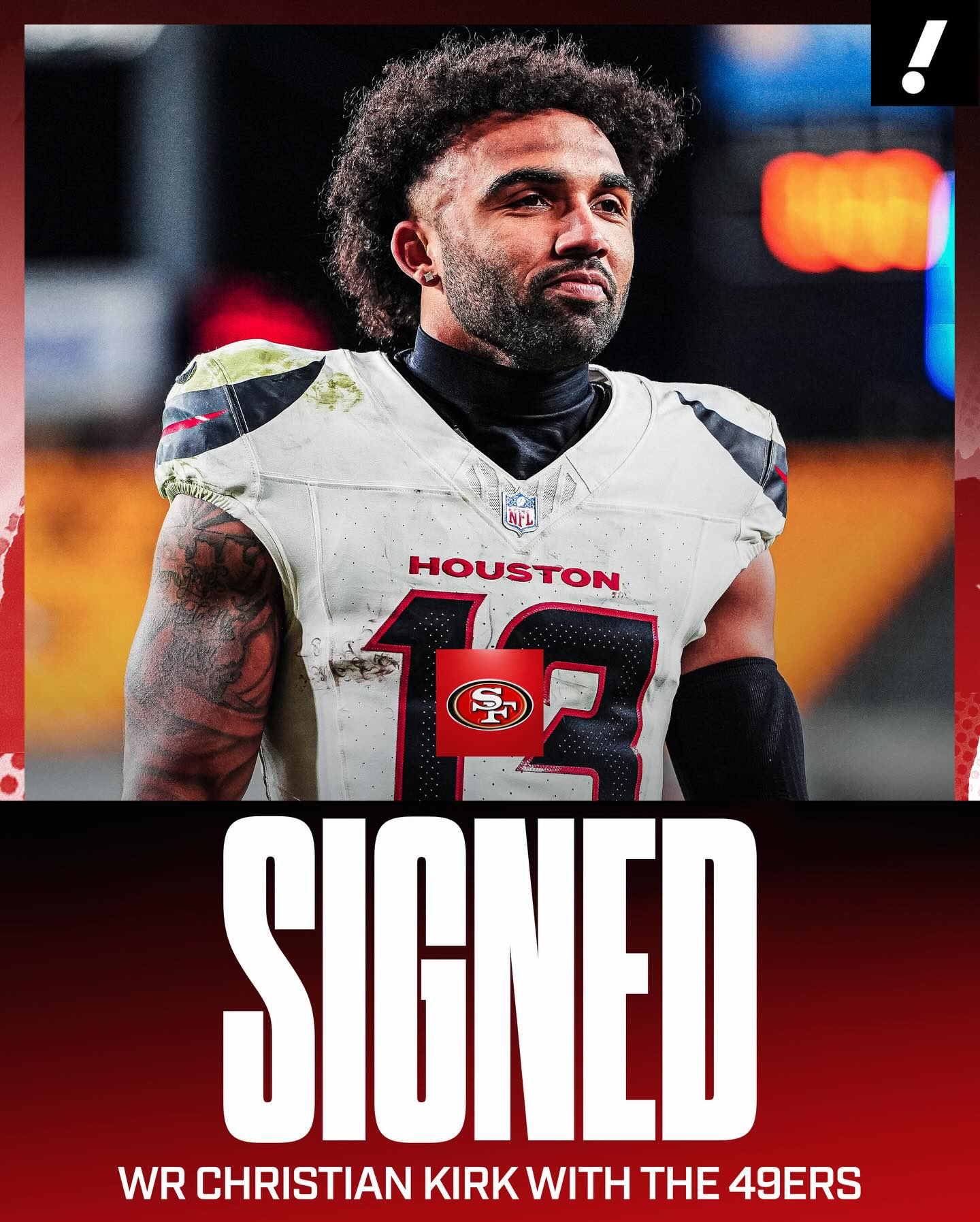 The 49ers are signing WR Christian Kirk to a one-year. $6M deal, per @jordanschultz. 

Kirk joins Mike Evans as the latest veteran wide receiver headed to San Francisco 👀🔥