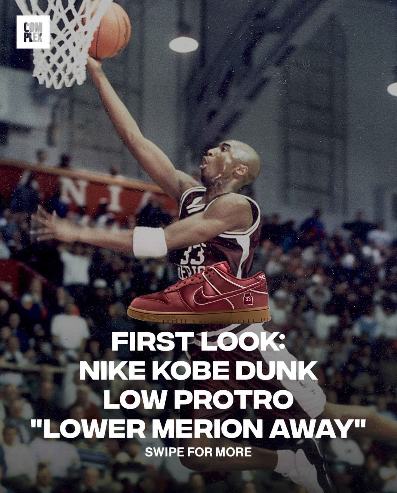“Friends hang sometimes, banners hang forever” 🏆

Here’s a first look at the Nike Kobe Dunk Low Protro “Lower Merion Away”, expected Spring 2026 and a tribute to Kobe Bryant’s time at Lower Merion HS where he led the Aces to their first state championship in 53 years in 1996 🐍♠️

Is the “Lower Merion Away” Nike Kobe Dunk Low a COP or PASS for you? 💭