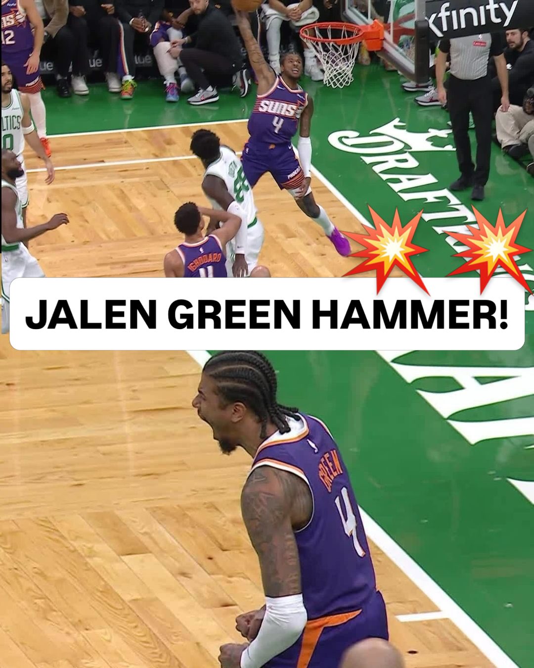 @jalen drops the HAMMER in transition! 💥 PHX/BOS on NBA League Pass • <link in bio>