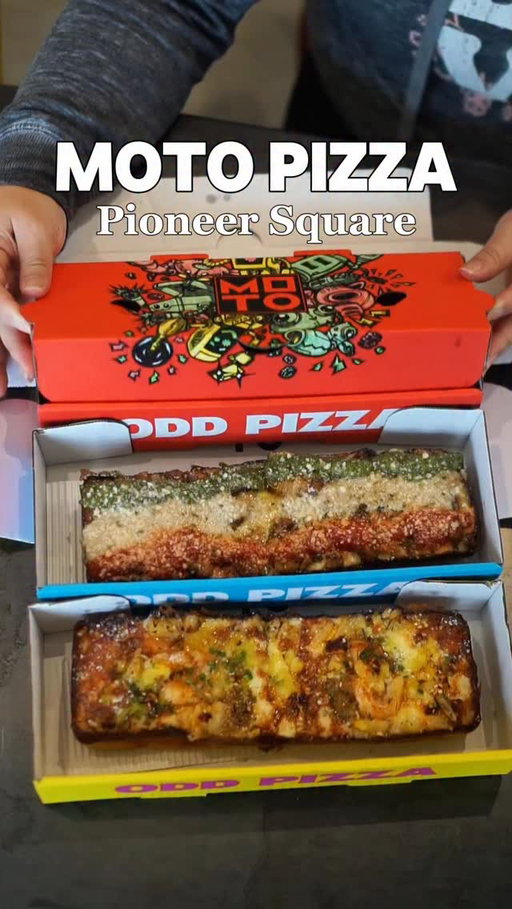 Everyone rejoice! @motopizzashop is now open in Pioneer Square! Now you don’t have to wait hours in line for pizza at the stadium on Gameday. You can just head over to their newest location by the Smith Tower. Choose from their full menu here and they also have late weeknight deals. You all know how much I love MOTO Pizza and I got to try several pizzas I haven’t tried before like their Shrimp and Clam Chowdah. And what I reallly loved was their Black Garlic Cheezy Bread. I didn’t know they had this and it might be the best Garlic Bread I’ve had in Seattle. Pair it with the Tomato Salad and I might not even need a pizza. Just kidding. If you’ve never had their pizzas before, go try it at this Pioneer Square location and make sure you get some Soft Serve with that MOTO Chili Oil Crunch. Umami and sweet at the same time.

Items Ordered
-Mr. Pig
-Shrimp
-Clam Chowdah
-Black Garlic Cheezy Bread
-Tomato Salad
-Mango/Black Cherry Switl Soft Serve
#pizza #detroitstylepizza #seattle #pioneersquare #grandopening