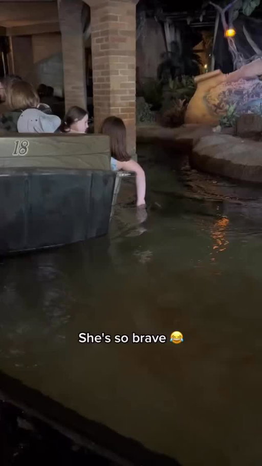 Oh nooooo @gingergiraffe18 via @bviral 
—
Little girl puts her hand in the water on Pirates of the Caribbean