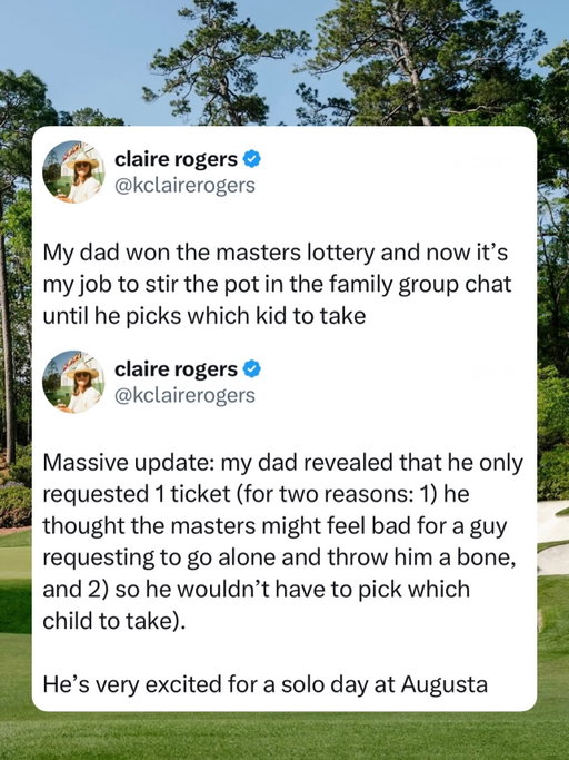 Dad was playing chess while everyone else plays checkers 🤝
(Via @kclairerogers)