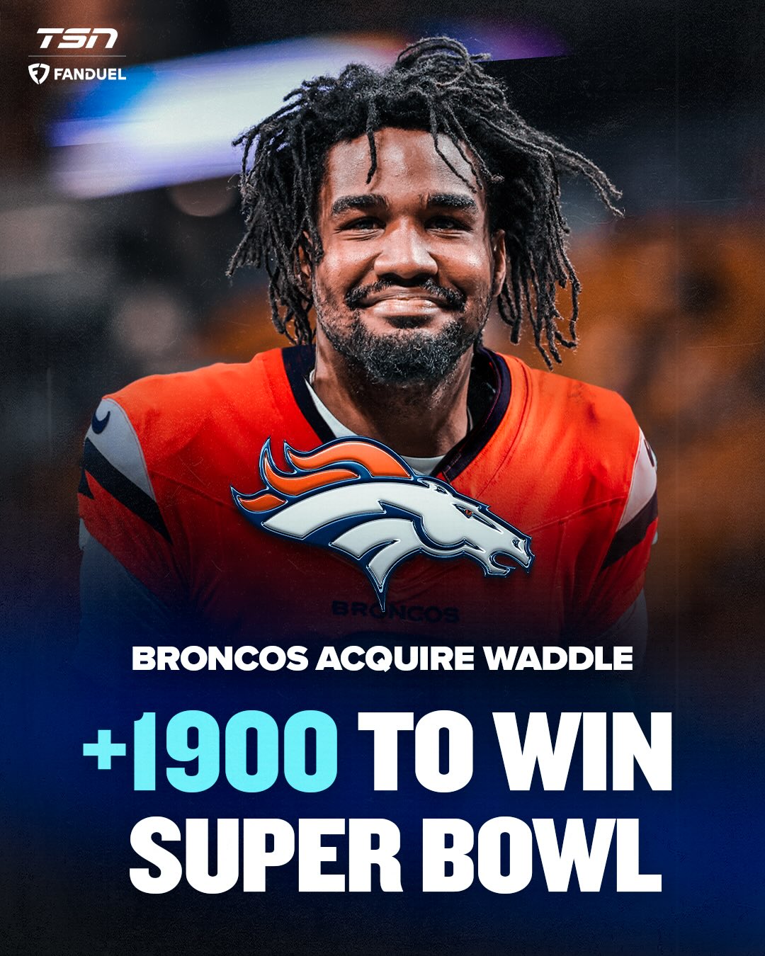 The Broncos are the 12th choice to win Super Bowl LXI @fanduelcanada after trading for Jaylen Waddle 🐎

How many teams would you bet on over Denver? 🤔