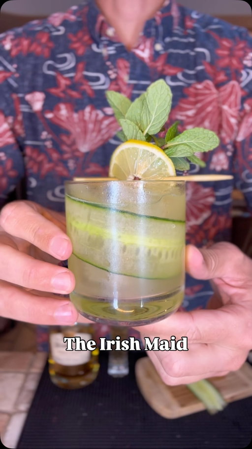 The Irish Maid 🇮🇪🍀🥃 
This cocktail drink drinks like a whiskey sour, but with some fresh spring flavors. Cucumber and elderflower are definitely unique pairings for whiskey but it works so well together, this is one you just have to try for yourself.

In my opinion this is a far classier drink to enjoy the holiday with then a green beer

Recipe 
2oz Irish whiskey @kilbegganwhiskey 🇮🇪 
1/2oz elderflower liqueur @stgermaindrinks 🌸 
3/4oz lemon juice 🍋 
3/4oz simple syrup 🍯 
3 slices of cucumber 🥒 

Add all ingredients to a shaker filled with ice and shake hard for 10-12 seconds. Fine strain into a glass of ice with a cucumber ribbon. Garnish with a lemon wheel and fresh mint, Sláinte!

#stpatricksdaycocktails #irishwhiskey #cocktailrecipe #stgermaindrinks #cucumbercocktail