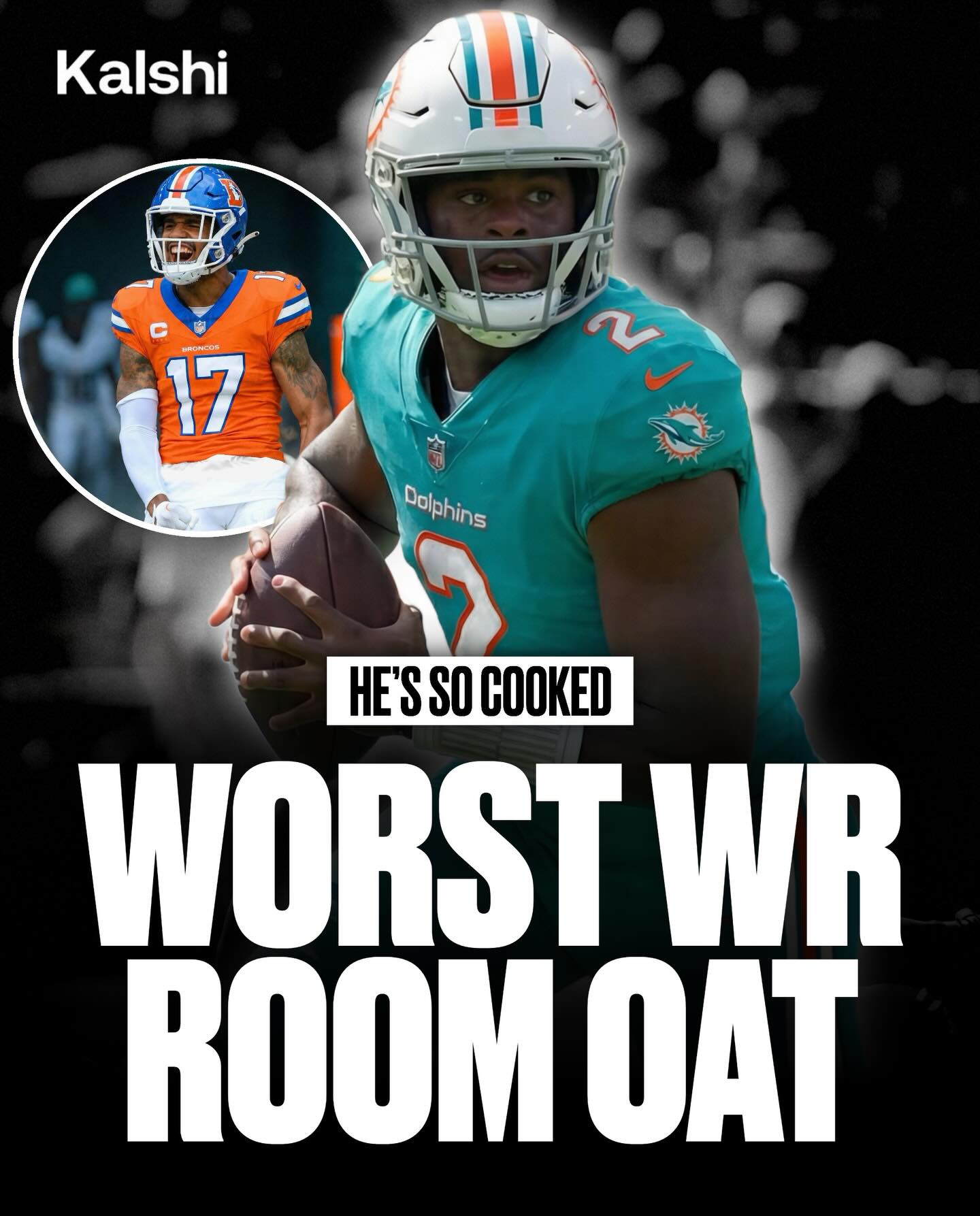 BREAKING: The Dolphins have traded Jaylen Waddle to the Denver Broncos (slide 5 for total compensation.) 

This leaves Malik Willis with Malik Washington, Jalen Tolbert, and Tutu Atwell as his top 3 receivers. 

How cooked is he?