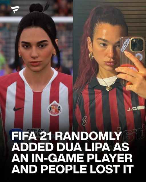 Dua Lipa was added to FIFA 21... then vanished 😭

In late 2020, right in the middle of lockdown, FIFA 21 added Dua Lipa as a playable character in VOLTA mode.

But the moment didn’t last long. Hidden in her in-game details was a “contract” that expired after 12 months, and just like that, she disappeared from future editions... turning the whole thing into one of FIFA’s weirdest, most short-lived features.

For a moment in lockdown, FIFA felt less like a football game and more like a fever dream.