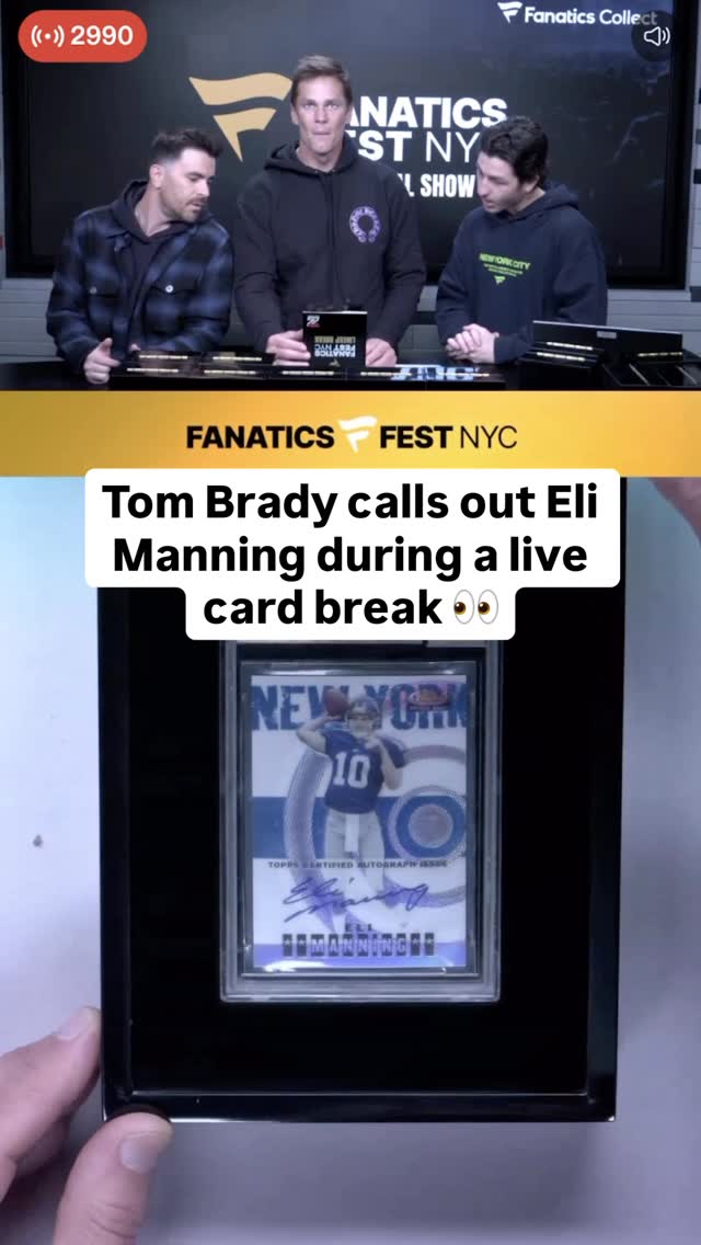 Tom Brady hosted a card break with $30k worth of cards to announce the next wave of athletes that will be at @fanaticsfest. He pulled an @elimanning card and had a few words for him.

Looks like we’ll be getting another @tombrady and @elimanning showdown this year. Get your tickets for FFNYC 2026 now at the link in bio 🎟️
