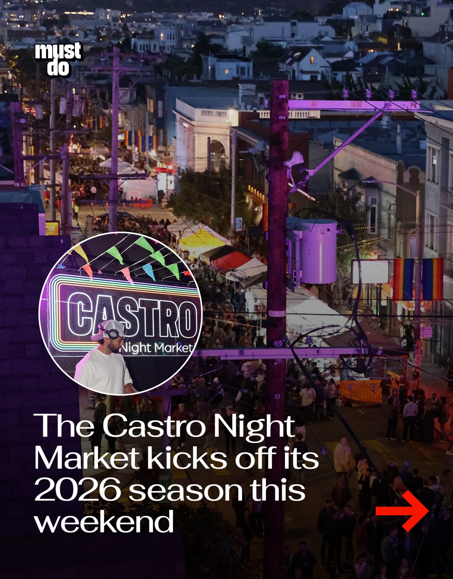 One of San Francisco’s best night markets is back this weekend.

The Castro Night Market returns Friday from 5 to 10 PM, taking over 18th and Castro with food trucks, live music, and local vendors.

This first event of 2026 is Spring Fling themed, with things like flower bouquet making, a dating game, and even a missed connections wall.

It’s the start of a monthly series running through September, happening every third Friday.

📅 March 20
📍 18th & Castro

Expect big crowds, so public transit is your best bet.

By the way, we have a weekly newsletter with what’s worth knowing about and doing in San Francisco. One newsletter. Once a week. Link in bio.

Media via @bradley.roberge / @castro.nightmarket

#mustdosf #sfnightmarket #sfevents