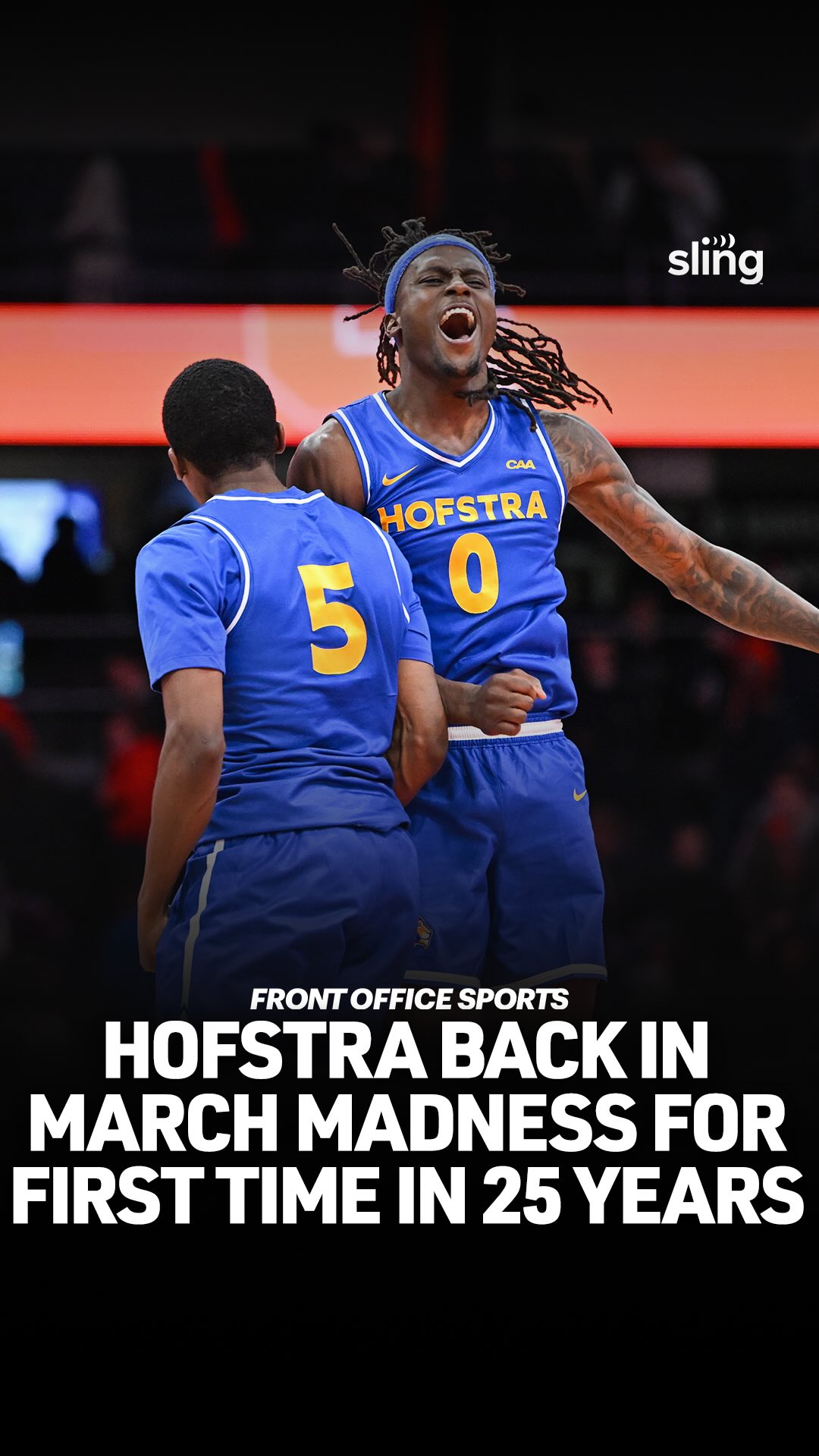 Hofstra is back in March Madness for the first time since 2001, and they’re led by the same person who sparked that run over two decades ago.

Head coach Speedy Claxton was the star point guard on the Pride’s 1999–00 tournament team, the start of back-to-back appearances, with 2001 marking their last trip.

Now Claxton hopes to upset Alabama in round one of the NCAA Tournament as he leads them from the sidelines.

Root for underdogs like Hofstra and watch March Madness with Passes from @sling starting at $4.99.