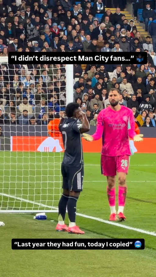 🥶 “I did 𝐍𝐎𝐓 𝐃𝐈𝐒𝐑𝐄𝐒𝐏𝐄𝐂𝐓 City fans! Last year they 𝐇𝐀𝐃 𝐅𝐔𝐍, so I 𝐂𝐎𝐏𝐈𝐄𝐃”, says Vini 🤷🏿‍♂️✨