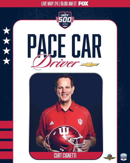 He drives, Google him 🔎

@indianafootball head coach Curt Cignetti will lead the field to green as the Honorary Pace Car Driver at the 110th Running of the #Indy500 presented by @gainbridgelife!

@teamchevy | #IsItMayYet?