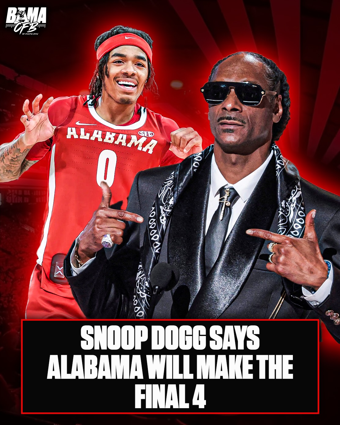 Snoop Dogg is high on the Crimson Tide headed into the NCAA tournament🔥🔥

Snoop has Alabama reaching the final 4.. I’ve always liked you @snoopdogg