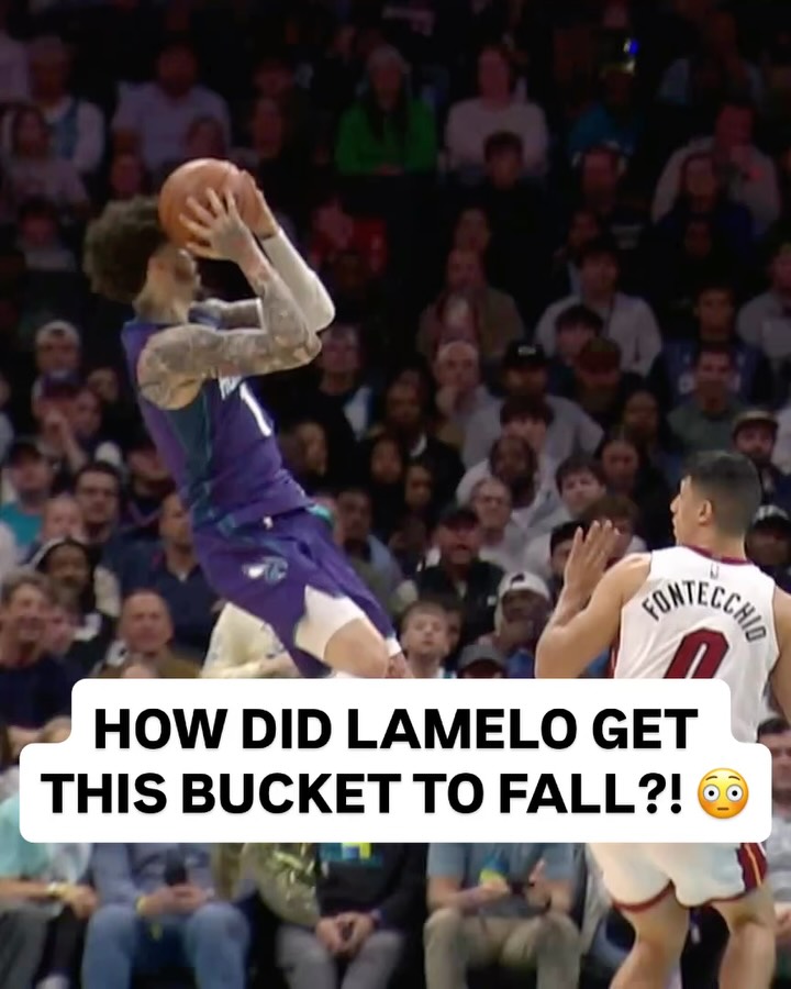 UNBELIEVABLE FINISH! @melo floats in the air for the WILD And-1 bucket 😱 MIA/CHA on NBA League Pass • <link in bio>