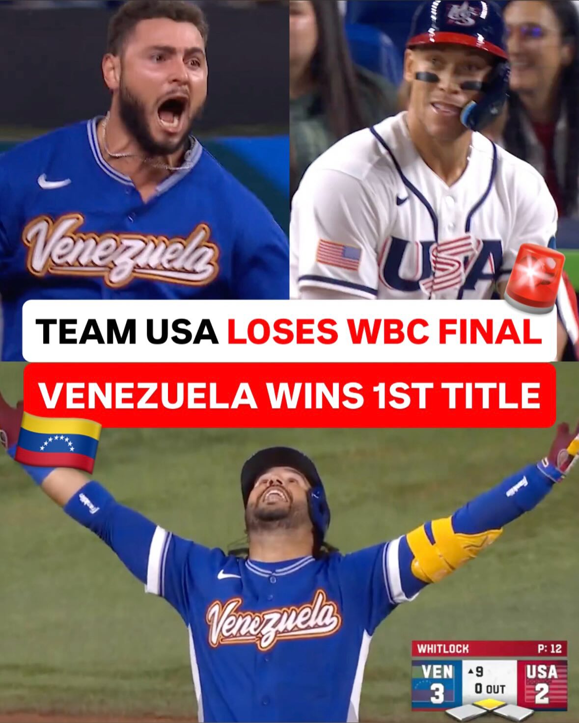 VENEZUELA BEATS TEAM USA IN WILD WBC FINAL 🤯🇻🇪 (via @mlb, @mlbonfox)