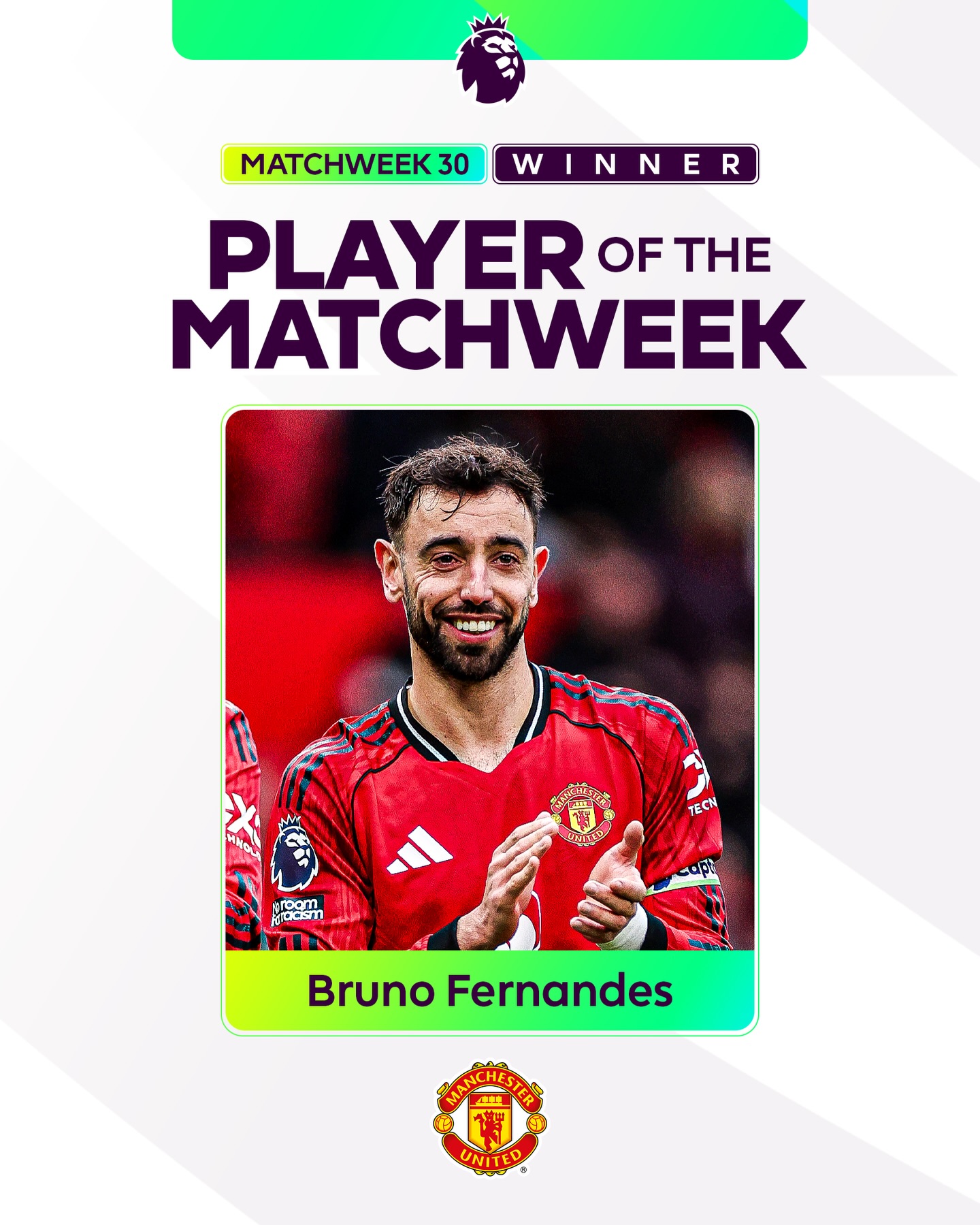 A complete performance sees Bruno Fernandes named Player of the Matchweek ⭐

The @manutd captain received a season-high number of votes!