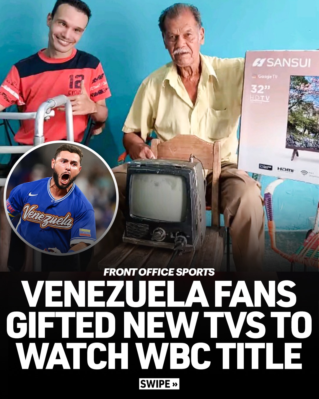 A Venezuelan man and his grandfather went viral for watching their country play in the World Baseball Classic on a decades-old TV 📺

The local community came together to buy them a new TV and threw a watch party with them—and they got to see Venezuela upset the U.S. for the championship at it 🇻🇪

#venezuela #beisbol #baseball