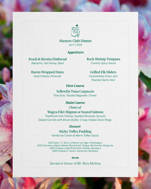 Served in honor of Mr. Rory McIlroy. #themasters