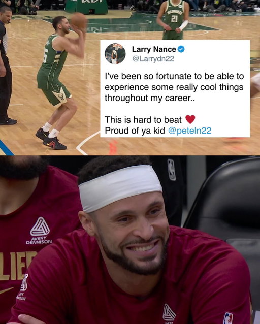 Nothing but love ❤️ Even from the opposing sideline,
@larrydn7 couldn’t help but smile watching his brother @peteln22 hoop! (📸: Cavs)