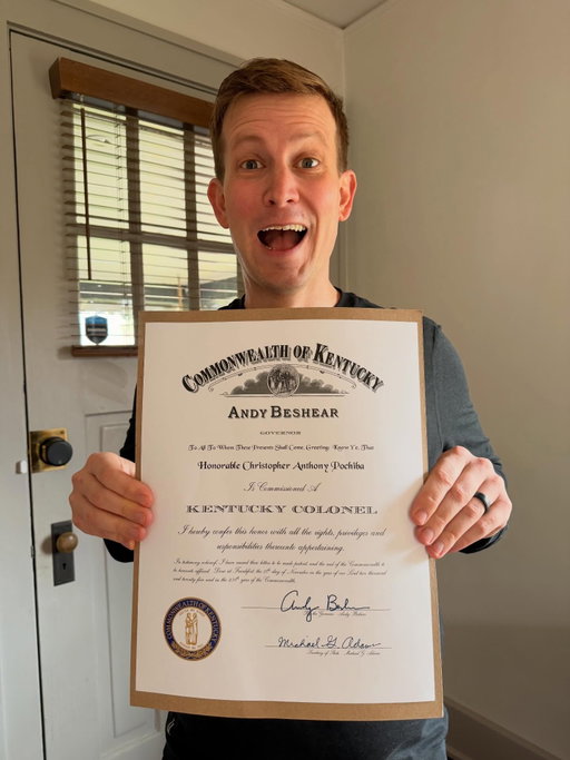 NEWS: I am officially a Kentucky Colonel.

This came in the mail. Real letterhead. Governor’s seal. My full government name.

Kentucky has given out this honor since 1813. Muhammad Ali had one. Colonel Sanders had one (before or after the chicken, unclear). Winston Churchill had one. And now me, a guy from Kentucky who left to live in a van.

My stated duties are to “spread Kentucky’s good name” wherever I go. I’ve been doing that for free for six years from a moving vehicle, so this feels long overdue.

I have already asked Sara if she has to salute me. She said no. I’m looking into whether that’s legally accurate.

Updating the email handle to Colonel Chris immediately.
Kentucky, I won’t let you down. 🫡

#travelky