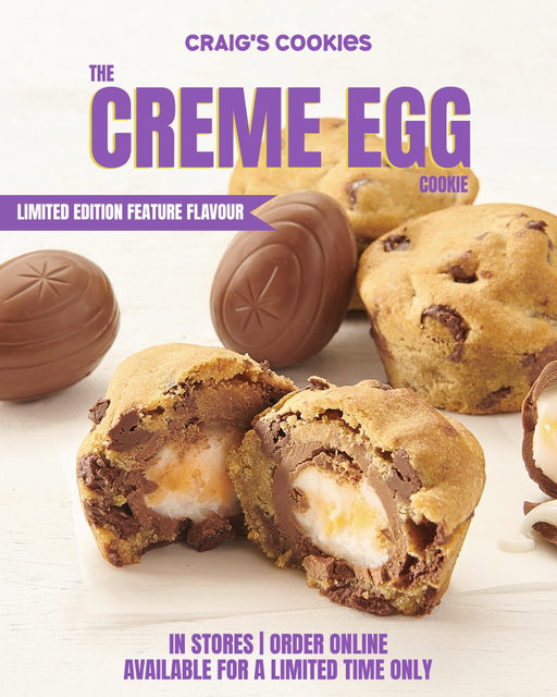 You know it’s not Easter without this cookie! 🐣⁠
⁠
Our Creme Egg cookie is back for a limited time only! Celebrate the season with our rich cookie dough stuffed with a whole gooey, chocolatey Creme Egg. 🍪⁠
⁠
Available in stores and online while supplies last.