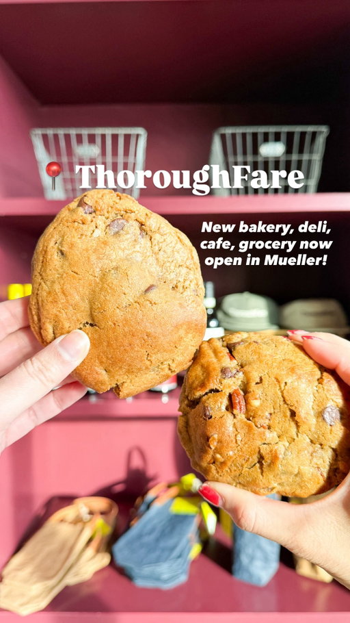 🍪 New New 🥪 bakery, cafe, deli, grocery now open daily in @muelleratx!

Welcome to East Austin @yourthoroughfare 👋🏽 - for those of you who have experienced and devoured a @thoroughbreadatx massive Banana Nutella cookie, or a fresh loaf of sourdough, this is their new all-day concept featuring all housemade pastries, deli, dressings, nut butters, spreads, etc!

They’re soft open daily from 7am-8pm in Mueller right next to The Thinkery, Lick, Aviator Pizza. They’re perfect for work-from-coffeeshop, breakfast, lunch, snack, dinner, date night!

I am obsessed with:
🥭 Blue Mango Smoothie
🥪 Ham & Country Cheddar Sandwich
🍪 Chocolate Chip Cookie

I’m going back for a strawberry matcha 🍵, breakfast toast, turkey & havarti 🥪 also going to stock up on @getgraza chips, @yourthoroughfare pickles, @millkingmilk milk, @madein pots (they have a large selection of all things Made In and having them in person to feel, carry, hold is so helpful before buying!

See ya there?
-
-
-
Now open. Mueller Austin TX. Bakery. Deli. Cafe. Grocery.  chocolate chip cookie. Smoothies. Coffee. #bakery #chocolatechipcookie #coffeeshop #deli #austintx