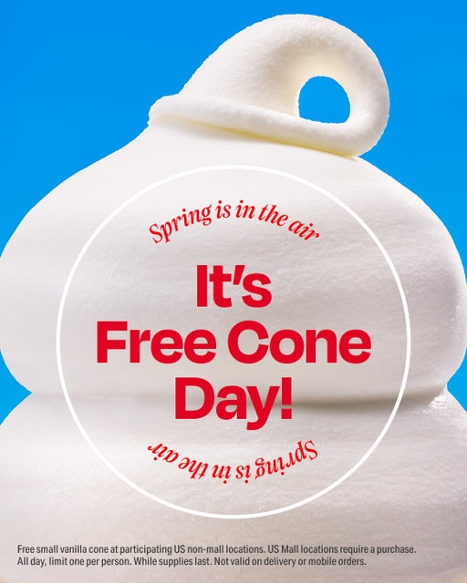 A FREE small cone is calling your name! Come on by to celebrate spring with us! 🏃‍♀️​