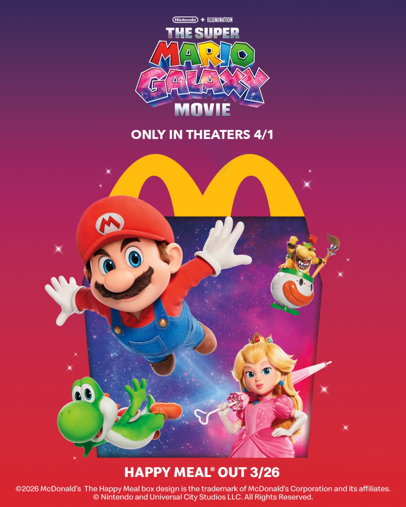power up w the new Super Mario Galaxy Movie Happy Meal on 3.26 and see the @supermariomovie only in theaters on 4.1