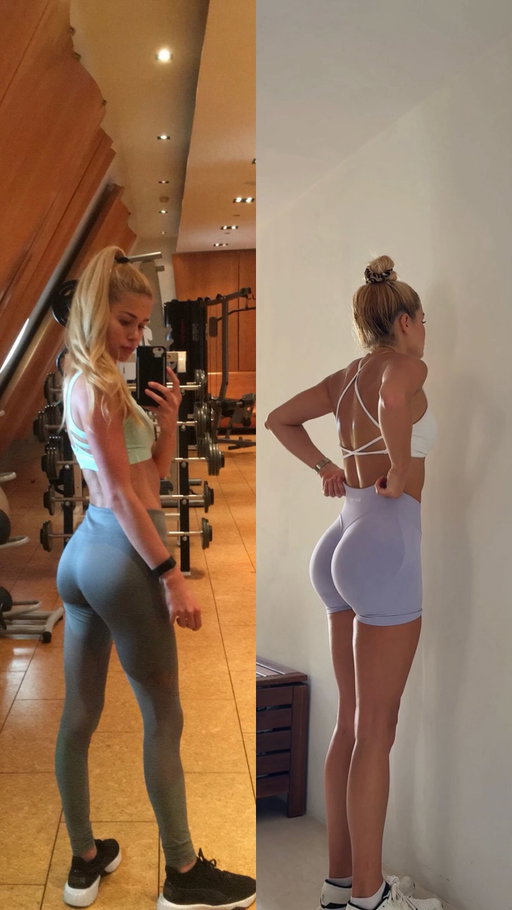 here is what I changed & what I kept the same: 

= training stayed almost the same throughout all those years. Mix of weights, bodyweight, dance, etc. 
Crazy right?? But that showcases that the same training can give you totally different results, depending on your diet! 

+ EATING MORE CALORIES 🤷🏼‍♀️🤣 Which also gives more strength during training = bigger weights & more fuel to make the muscles grow 🍑
+ eating more carbs 
= have always eaten a high protein diet with roughly 100-140g per day (before and now)
+ more sleep 
+ earlier bedtime (11pm)
+ more listening to my body / more off-days 
+ eating a bigger variety of food / not only super clean 
+ always refueling after training 
+ eating latest 1-1.5h after waking up
- no more intermittent fasting 
- no training on an empty stomach 
- less HIIT supersets 

♥️♥️♥️ so all in all, my life and body shape is way easier to maintain now. And I would always do it again. Don’t be afraid to take up more space girls!