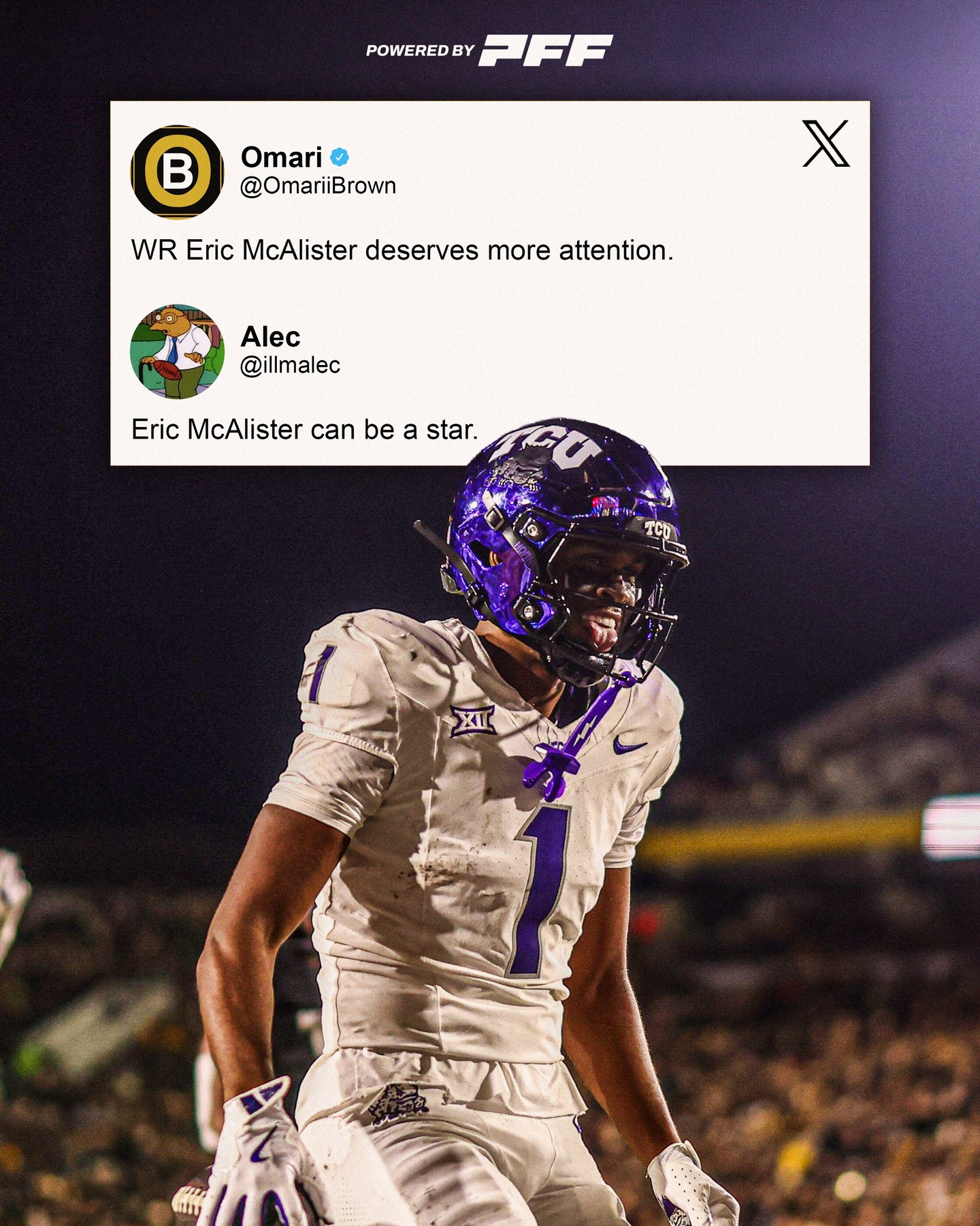 When it comes to the NFL Draft, you’re not talking enough about TCU WR Eric McAlister🗣️

(📹: @tcufootball)