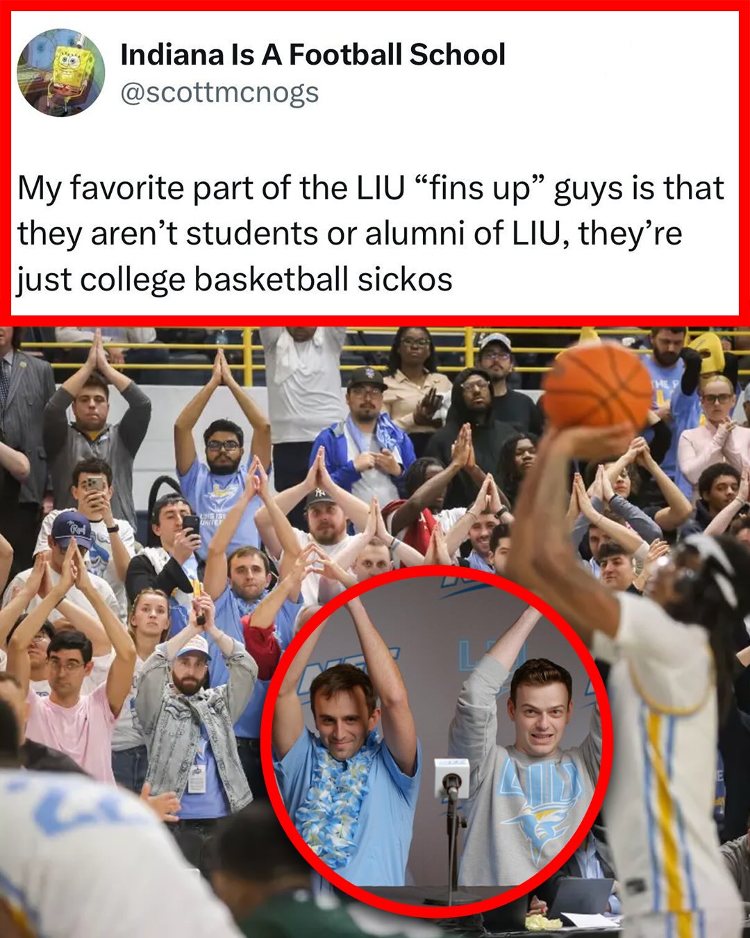 The “Fins Up” LIU fans are not students or alumni of LIU. Just college basketball fans with a dream. 🦈🙏 @adamkester_